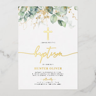 Eukalyptus Leaf Taufe Christening Foil Text Folieneinladung