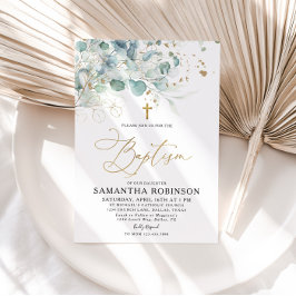 Eukalyptus Leaf und Goldtaufe Einladung