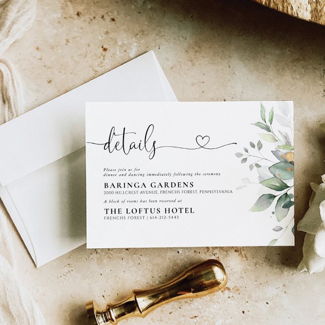 Eukalyptus Leaf Wedding Enclosure Card Begleitkarte (Von Creator hochgeladen)