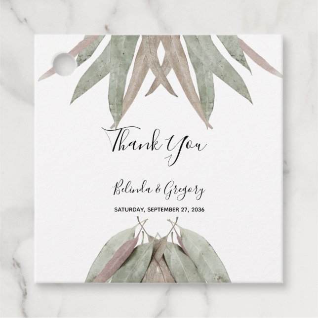 Eukalyptus Leaf Wedding-Geschenk Geschenkanhänger (Vorderseite)