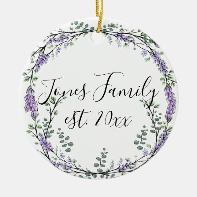 Eukalyptus lila floralbotanisch keramik ornament (Vorne)