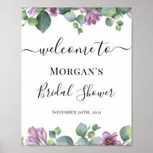 Eukalyptus Lila Grün Brautparty Willkommen Poster