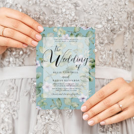 Eukalyptus Lila und Aquamarin Einladung