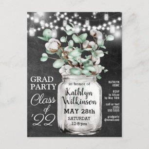 Eukalyptus Mason Jar Abschluss 3 Foto Einladung Postkarte