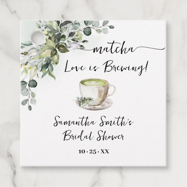 Eukalyptus-Matcha-Liebe-braut-sich-eine-Teedusche Geschenkanhänger (Vorderseite)