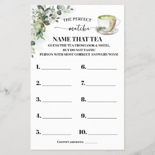 Eukalyptus-Matcha-Name-that-Tea-Shower-Spielkarte Flyer