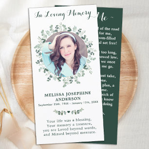 Eukalyptus Memorial Prayer Card Beerdigung Lesezei