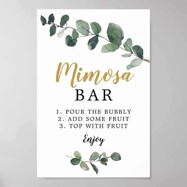 Eukalyptus Mimosa Bar Sign Poster (Vorne)