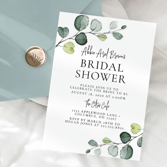 Eukalyptus Minimal Bridal Dusche Einladung (Von Creator hochgeladen)