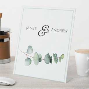 Eukalyptus-Minimalistische Hochzeitsskrippe Sockelschild