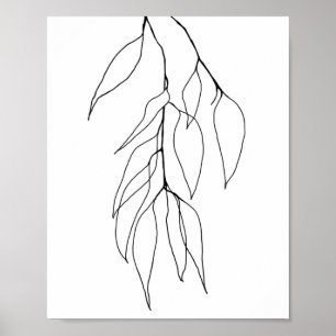Eukalyptus Minimalistischer botanischer Linien Poster