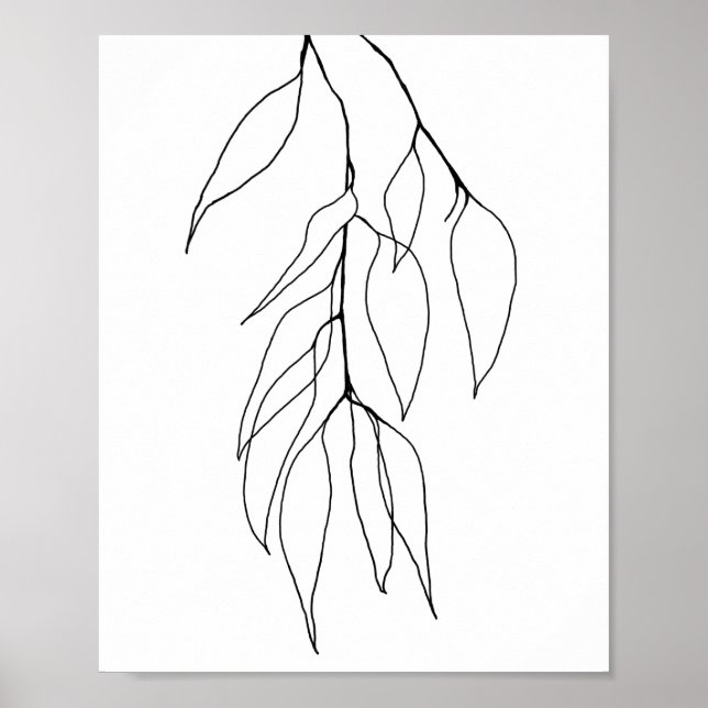 Eukalyptus Minimalistischer botanischer Linien Poster (Vorne)