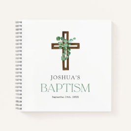 Eukalyptus Modern Cross Baptisbook Notizbuch