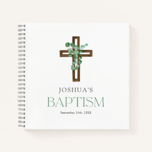 Eukalyptus Modern Cross Baptisbook Notizbuch
