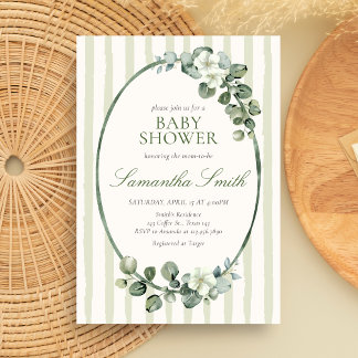 Eukalyptus-Moderne-Baby-Party Einladung