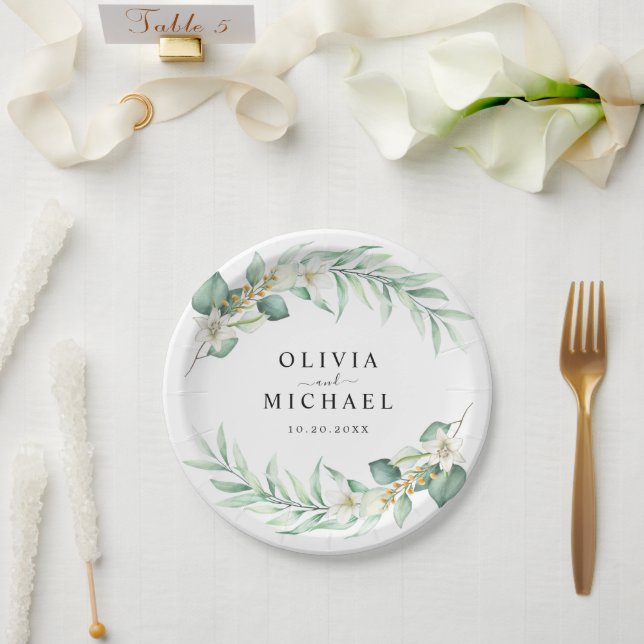 Eukalyptus Moderne Hochzeit Pappteller (Hochzeit)