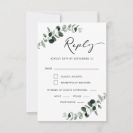 Eukalyptus Moderne kalligraphische Mahlzeiten Hoch RSVP Karte