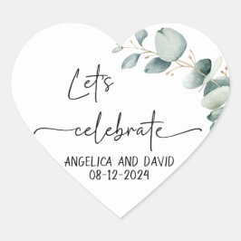 Eukalyptus moderner Celebrate-Name des lassend Herz-Aufkleber