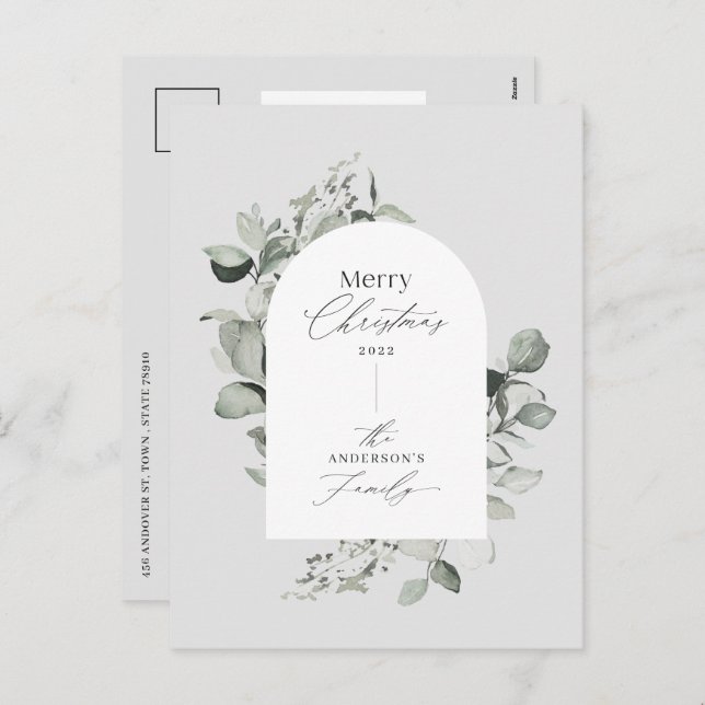 Eukalyptus Moderner, eleganter, einfacher botanisc Feiertagspostkarte (Vorne/Hinten)