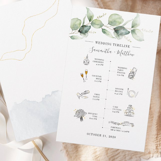 Eukalyptus Modernes Icon Hochzeitsprogramm Briefpapier (Eucalyptus Modern Icon Wedding Itinerary Program Stationery)