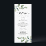 Eukalyptus Modernes rustikales Hochzeitessen Menükarte<br><div class="desc">Moderne Green Eukalyptus Wedding Elopement Dinner Card,  in rustikalem Skriptdesign. Das Restaurant bietet eine große Auswahl an Speisen und Gerichten,  die Sie in der Regel auch in der Küche genießen können.</div>