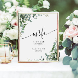 Eukalyptus Modernes WiFi Password Wedding-Zeichen Sockelschild