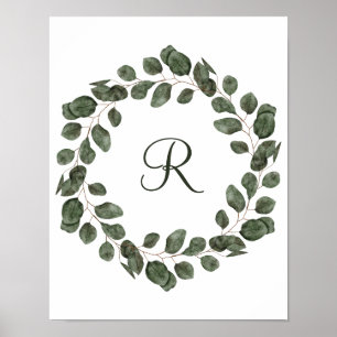 Eukalyptus Monogram Blätter Elegante Moderne Poster