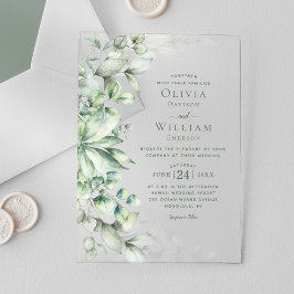 Eukalyptus monogram Sage Green Wedding Acryleinladungen