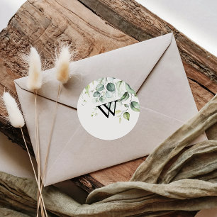 Eukalyptus Monogram Wedding Umschlag Aufklebers Runder Aufkleber