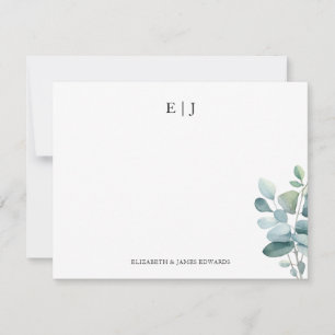 Eukalyptus-Monogramm-Paar-Initialen Personalisiert Mitteilungskarte