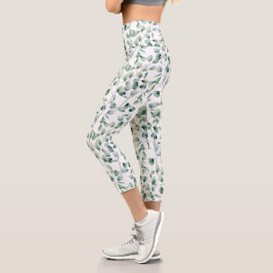 Eukalyptus-Muster Capri Leggings