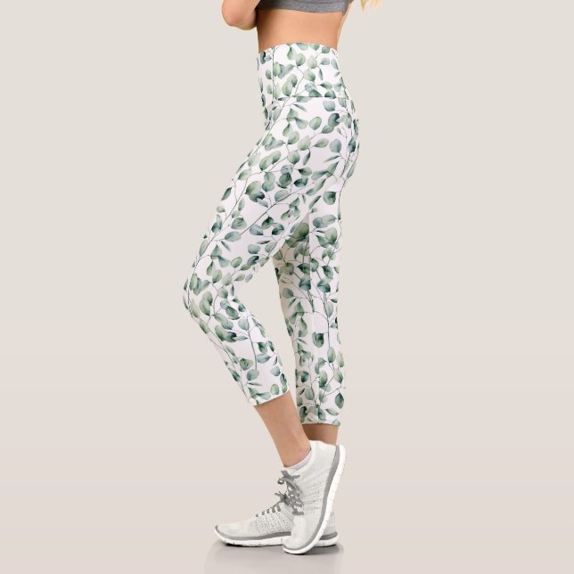 Eukalyptus-Muster Capri Leggings (Links)