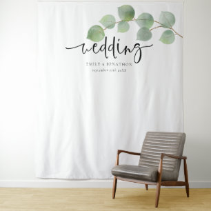 Eukalyptus-Namen Datum Hochzeitstag Hintergrund fü Wandteppich