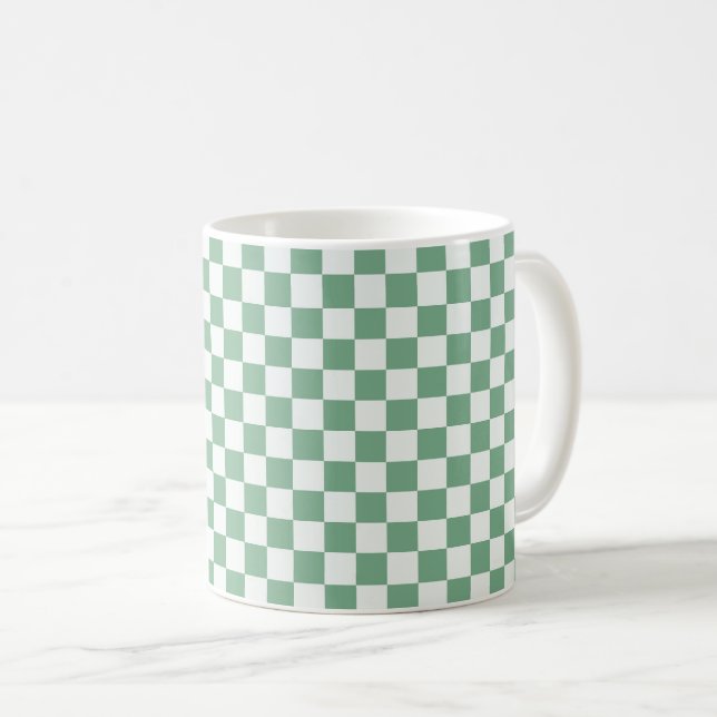 Eukalyptus-Nebel-Schachbrettmuster Kaffeetasse (VorderseiteRechts)