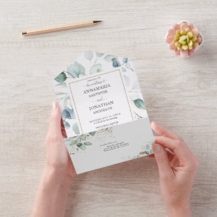 Eukalyptus-Neid auf einer Hochzeit All In One Einladung