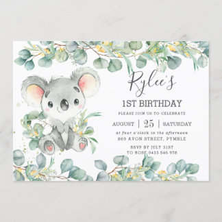 Eukalyptus Niedlich Koala Geburtstag Einladung