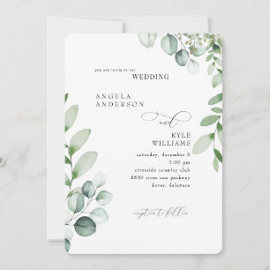Eukalyptus No Parents Elegante Hochzeit Einladung