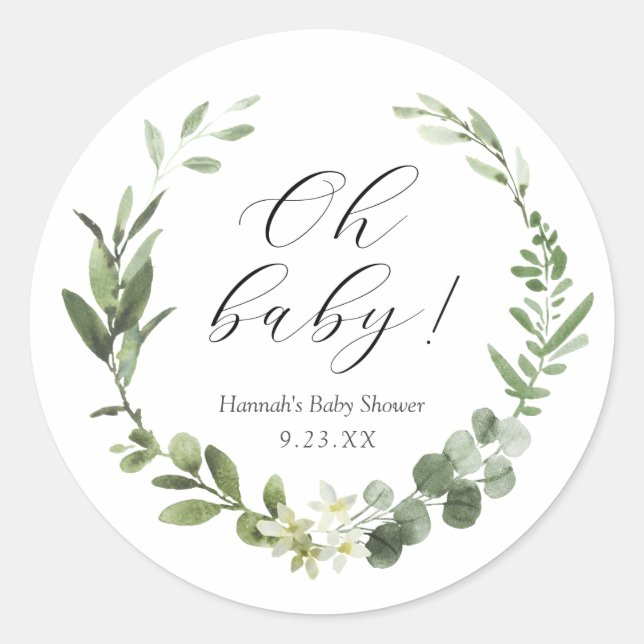 Eukalyptus Oh Baby Classic Round Sticker (Vorderseite)