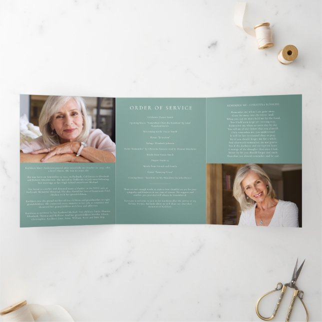 Eukalyptus Pattern Foto Memorial Service Program Dreifach Gefaltete Einladung (Innenseite)