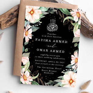 Eukalyptus Peach Floral Islamische Hochzeit Einladung