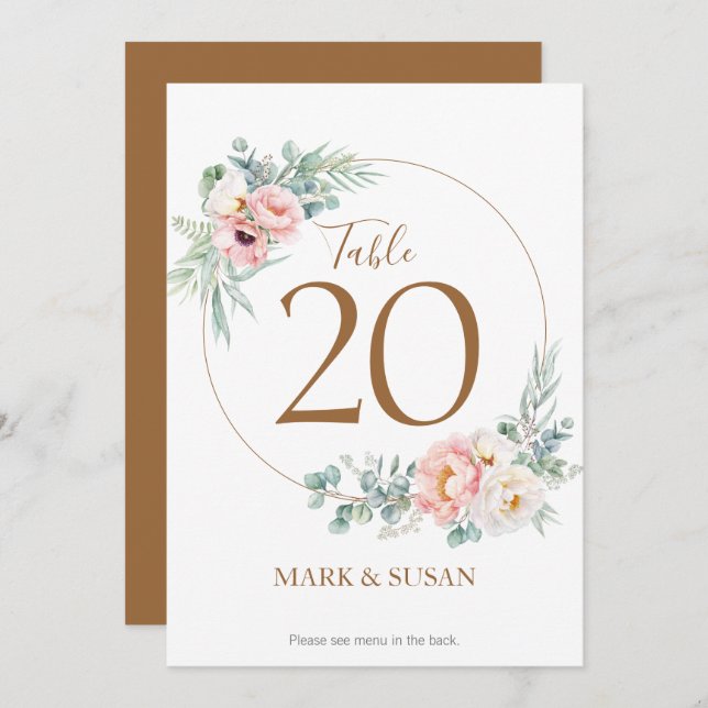 Eukalyptus Peonies Wedding Table Card & Menus Programm (Vorne/Hinten)