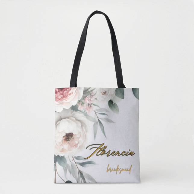 Eukalyptus & Peony Watercolor Tasche (Vorderseite)
