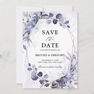 Eukalyptus Periwinkle Lila Geometric Wedding Save The Date