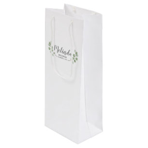 Eukalyptus Personalisiert Bridesmaid Name Geschenktüte Für Weinflaschen