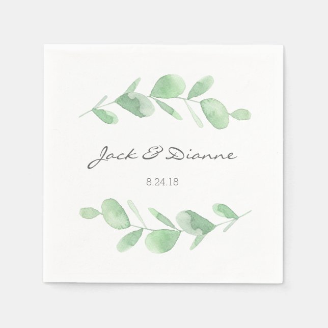 Eukalyptus Personalisiert Wedding Napkin Serviette (Vorderseite)