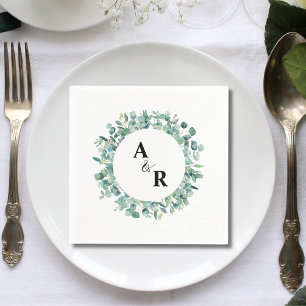 Eukalyptus Personalisierter Monogramm Hochzeits-Co Serviette