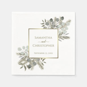 Eukalyptus & Pine Gold & Sage Wedding Serviette