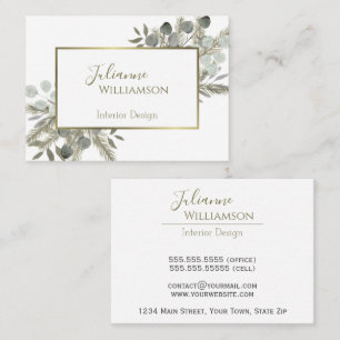 Eukalyptus & Pine Sage Green & Gold Visitenkarte