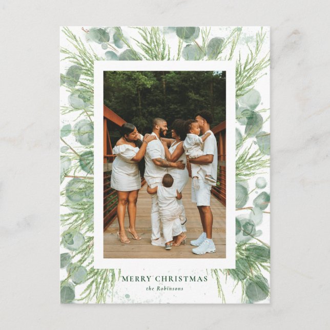 Eukalyptus & Pine Weihnachtskarte Feiertagspostkarte (Vorderseite)