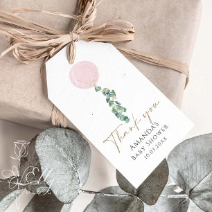 Eukalyptus Pink Balloon Baby Dusche Danke, Geschen Geschenkanhänger